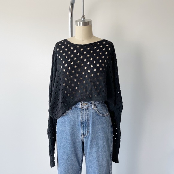 Vintage Sweaters - Vintage Y2K Oversized Slouchy Cropped Sweater s m